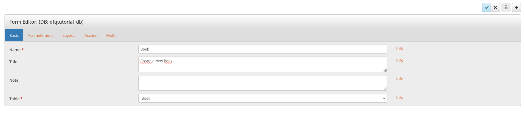 Form Editor basic tab