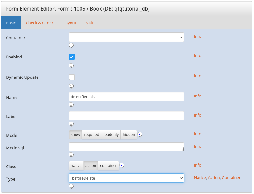 Action FormElement beforeDelete (settings 1)
